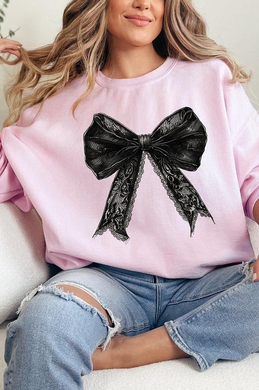 Halloween Coquette Bow Graphic Fleece Sweatshirts