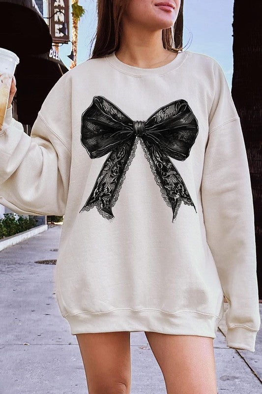 Halloween Coquette Bow Graphic Fleece Sweatshirts