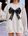 Halloween Coquette Bow Graphic Fleece Sweatshirts