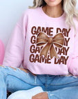 Game Day Football Bow Graphic Fleece Sweatshirts