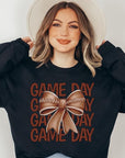 Game Day Football Bow Graphic Fleece Sweatshirts