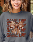 Game Day Football Bow Graphic Fleece Sweatshirts