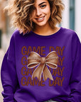 Game Day Football Bow Graphic Fleece Sweatshirts