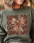 Game Day Football Bow Graphic Fleece Sweatshirts