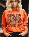 Game Day Football Bow Graphic Fleece Sweatshirts