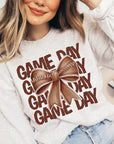 Game Day Football Bow Graphic Fleece Sweatshirts