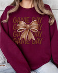 Game Day Football Bow Graphic Fleece Sweatshirts