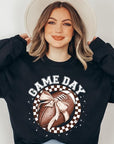 Game Day Football Bow Graphic Fleece Sweatshirts