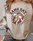 Game Day Football Bow Graphic Fleece Sweatshirts