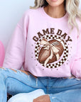 Game Day Football Bow Graphic Fleece Sweatshirts