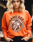 Game Day Football Bow Graphic Fleece Sweatshirts