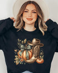 Pumpkin Western Fall Graphic Fleece Sweatshirts