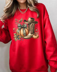 Pumpkin Western Fall Graphic Fleece Sweatshirts