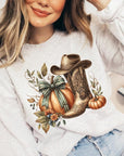 Pumpkin Western Fall Graphic Fleece Sweatshirts