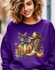 Pumpkin Western Fall Graphic Fleece Sweatshirts