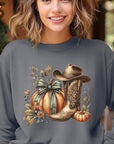 Pumpkin Western Fall Graphic Fleece Sweatshirts