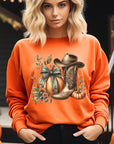 Pumpkin Western Fall Graphic Fleece Sweatshirts