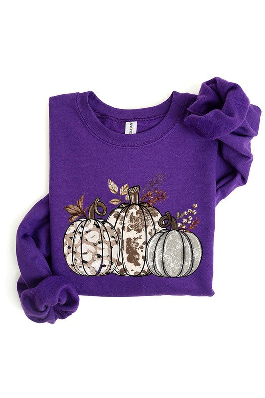 Animal Print Pumpkins Graphic Fleece Sweatshirts