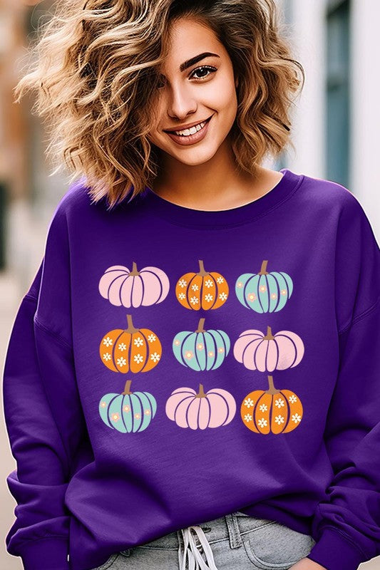 Cute Groovy Pumpkins  Graphic Fleece Sweatshirts