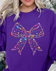 Christmas Lights Bow Graphic Fleece Sweatshirts