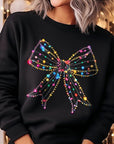 Christmas Lights Bow Graphic Fleece Sweatshirts