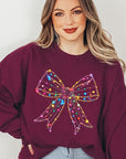 Christmas Lights Bow Graphic Fleece Sweatshirts