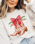 Christmas Cowgirl Boots Graphic Fleece Sweatshirts