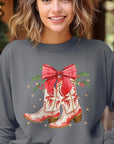 Christmas Cowgirl Boots Graphic Fleece Sweatshirts