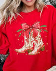 Christmas Cowgirl Boots Graphic Fleece Sweatshirts