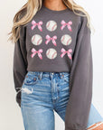 Gameday Fall Baseball Pink Bows Sweatshirt