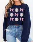 Gameday Fall Baseball Pink Bows Sweatshirt