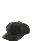 Vintage Faux Leather Solid Beret Cap