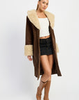 Emory Park Faux Fur Midi Trench Coat