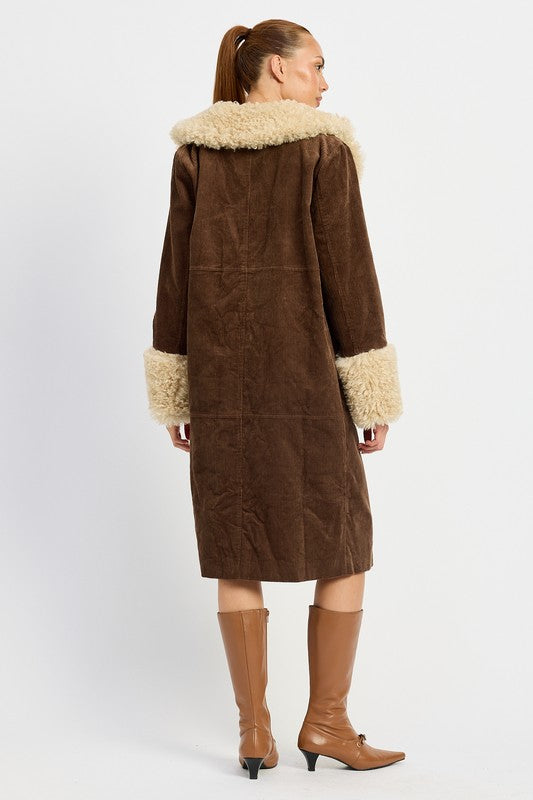 Emory Park Faux Fur Midi Trench Coat