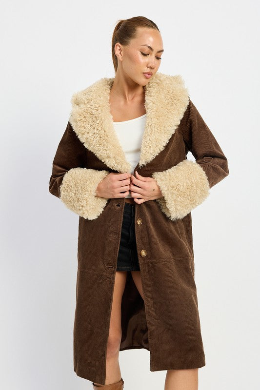 Emory Park Faux Fur Midi Trench Coat