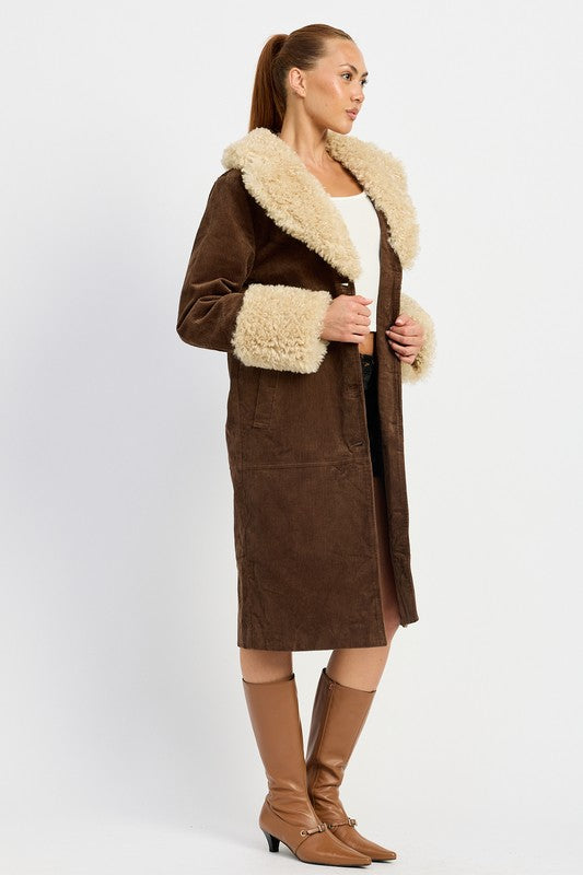 Emory Park Faux Fur Midi Trench Coat