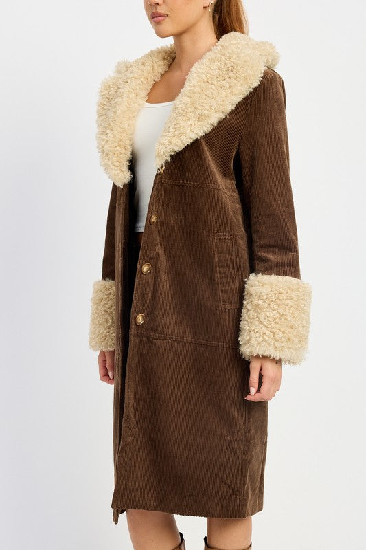 Emory Park Faux Fur Midi Trench Coat