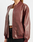 Emory Park Vintage Pleather Bomber Jacket