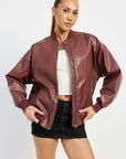 Emory Park Vintage Pleather Bomber Jacket