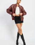 Emory Park Vintage Pleather Bomber Jacket