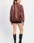 Emory Park Vintage Pleather Bomber Jacket