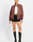 Emory Park Vintage Pleather Bomber Jacket