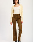 Emory Park Lace Up Faux Suede Flared Pants