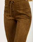 Emory Park Lace Up Faux Suede Flared Pants