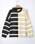 Striped Colorblock Drop Shoulder Sweater