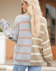 Striped Colorblock Drop Shoulder Sweater