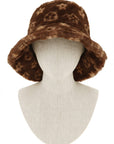 Pattern Print Fur Bucket Hat