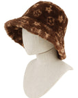 Pattern Print Fur Bucket Hat