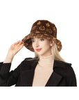 Pattern Print Fur Bucket Hat