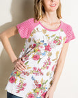 e Luna Pin Striped Floral Mix Top